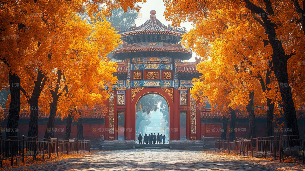 秋日落叶景观场景建筑素材