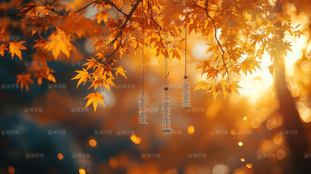 秋日落叶景观场景建筑素材