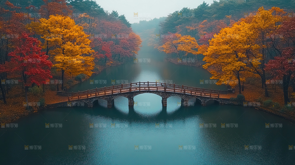 秋日落叶景观场景建筑素材