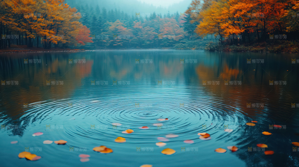 秋日落叶景观场景建筑素材
