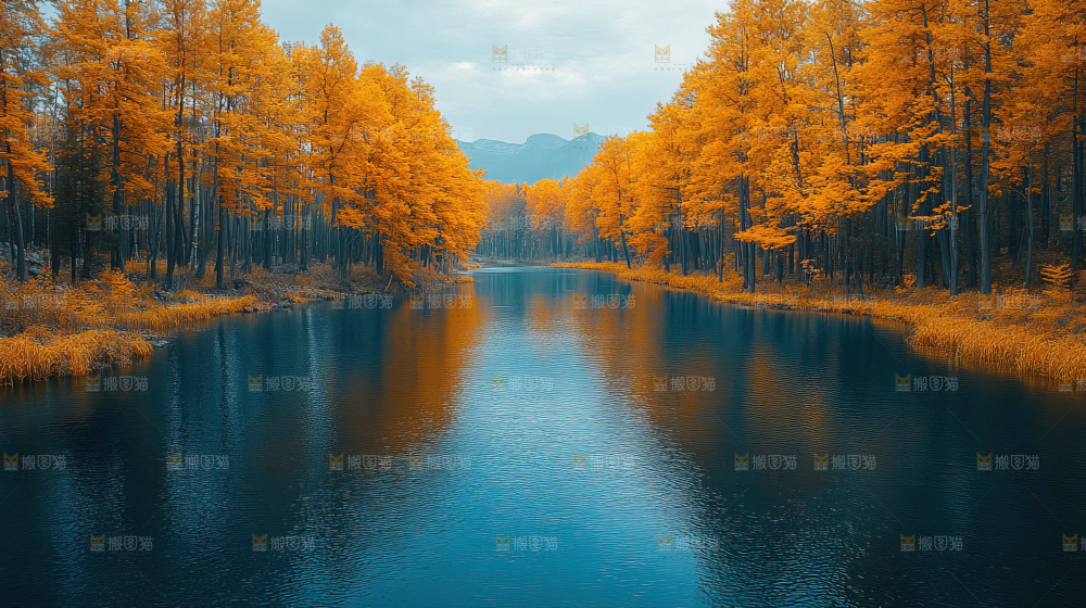 秋日落叶景观场景建筑素材