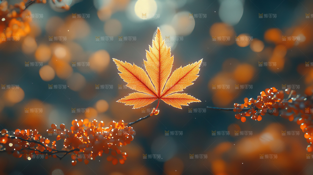 秋日落叶景观场景建筑素材