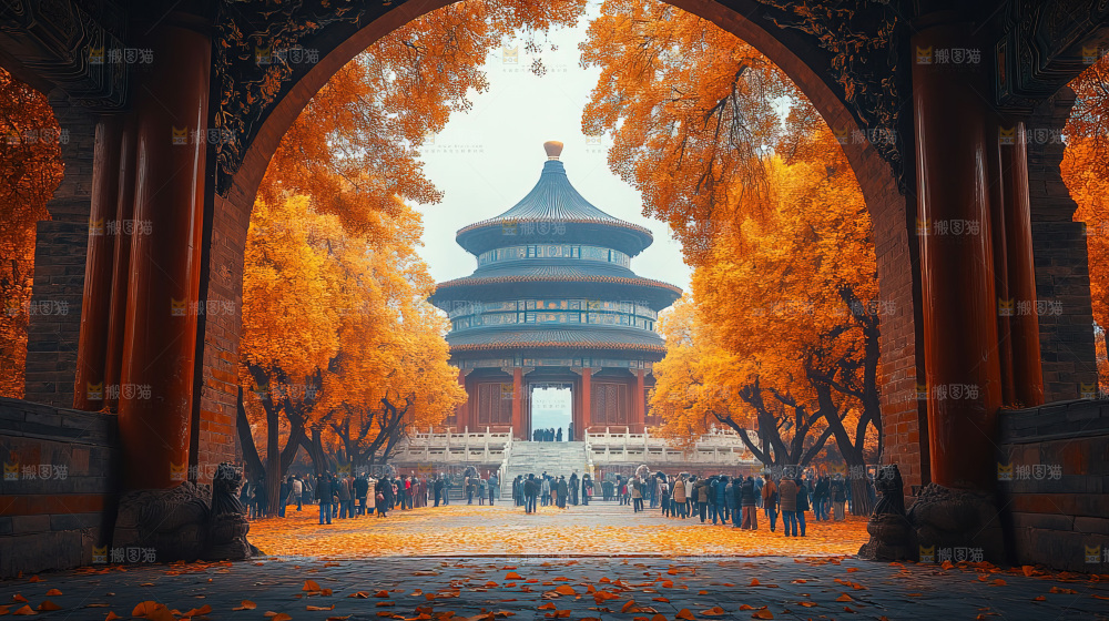 秋日落叶景观场景建筑素材