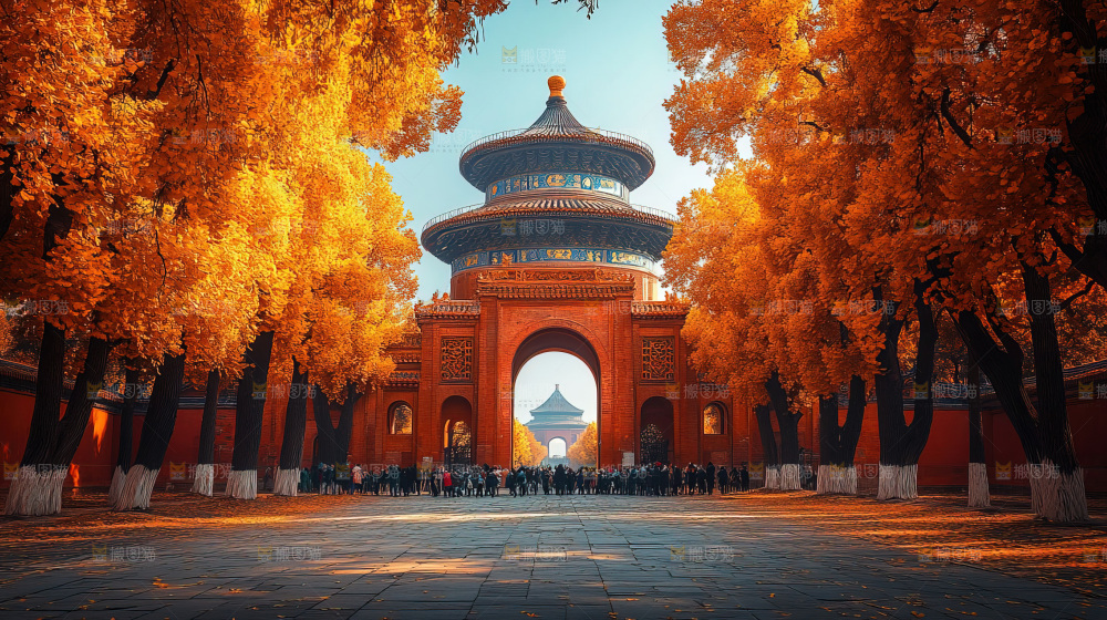 秋日落叶景观场景建筑素材