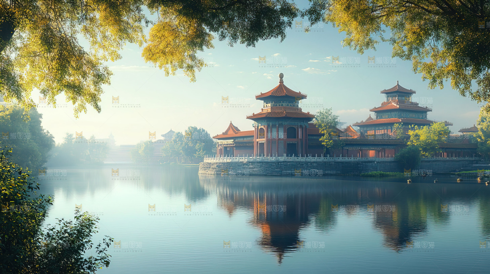 秋日落叶景观场景建筑素材
