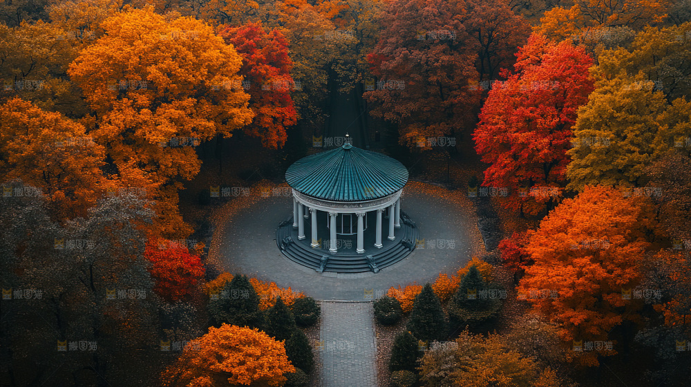 秋日落叶景观场景建筑素材