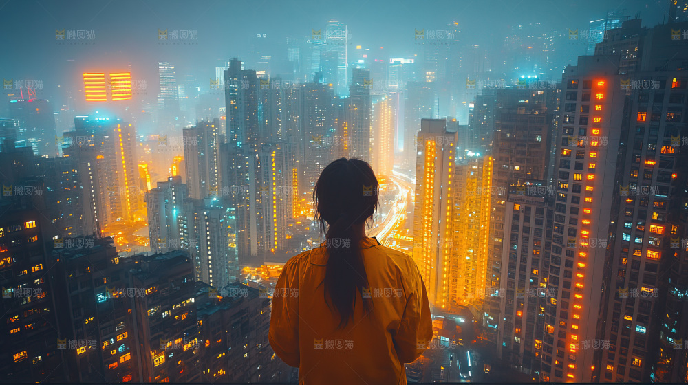 万家灯火城市夜景经济发展
