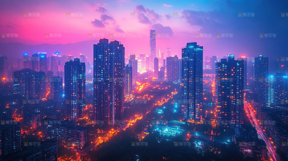 万家灯火城市夜景经济发展