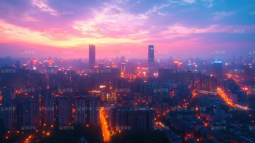 万家灯火城市夜景经济发展