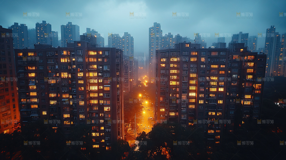 万家灯火城市夜景经济发展