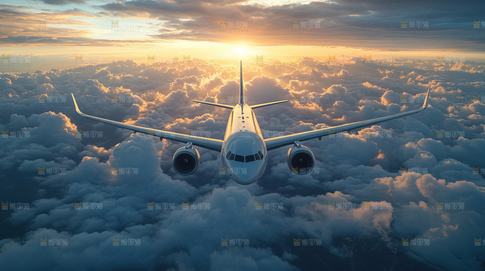 飞机离开地面飞向天空