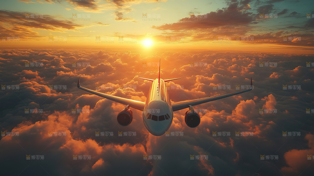 飞机离开地面飞向天空