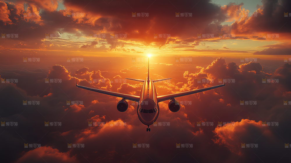 飞机离开地面飞向天空