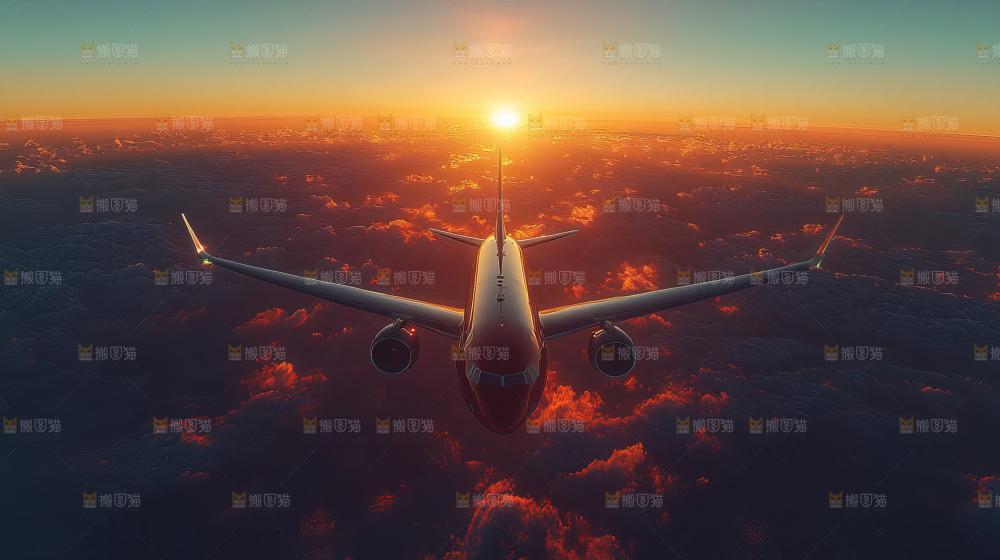 飞机离开地面飞向天空