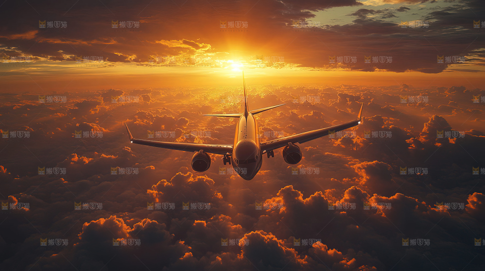 飞机离开地面飞向天空