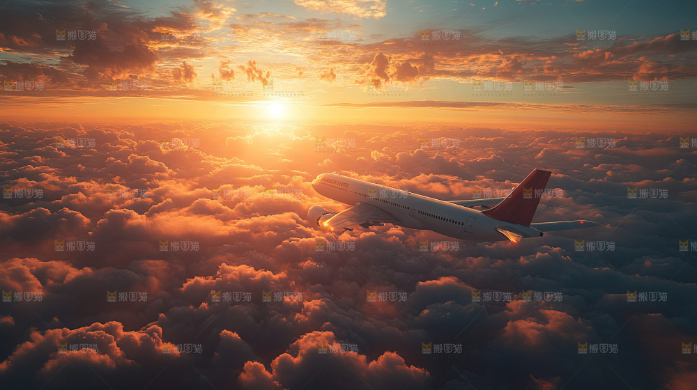 飞机离开地面飞向天空