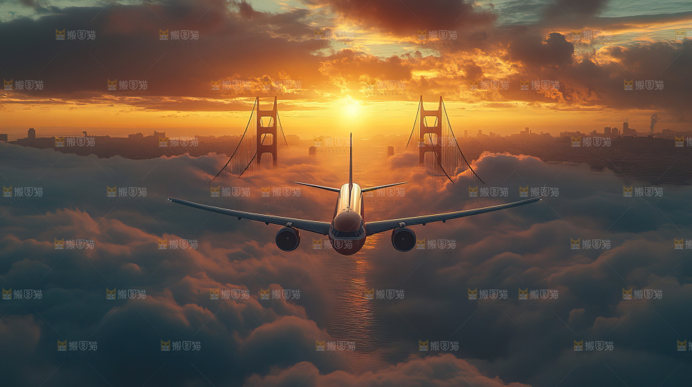 飞机离开地面飞向天空