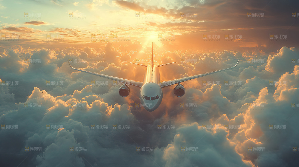 飞机离开地面飞向天空