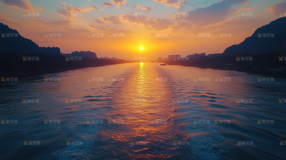落日天际线 海景 祖国大好河山 自然风景