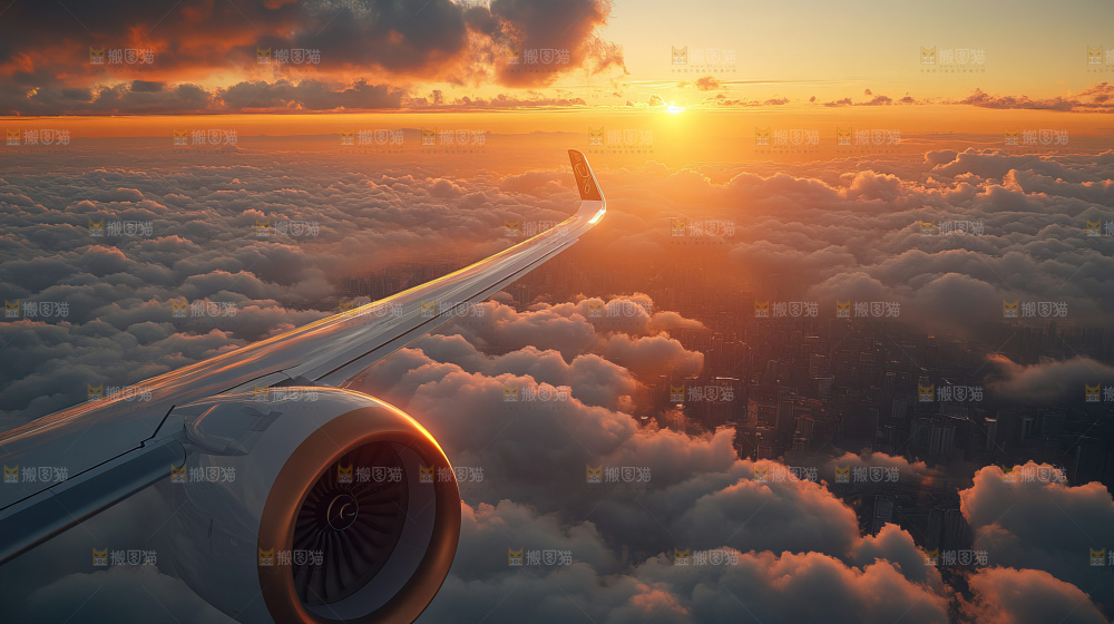 飞机离开地面飞向天空