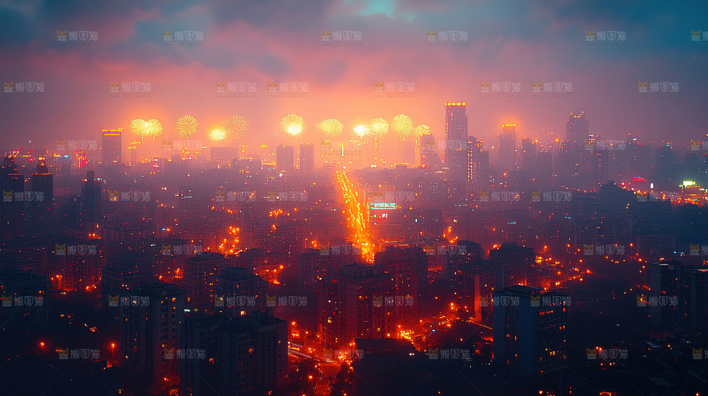 烟花 夜景 烟火 新年