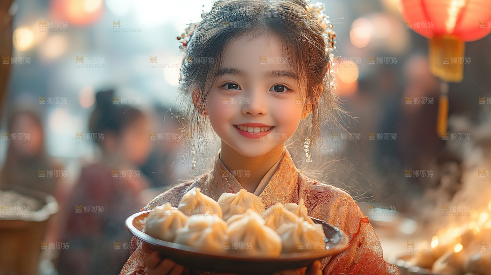 团圆喜庆美食中秋人物