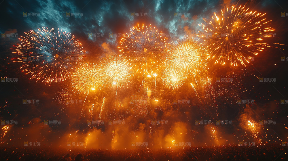 烟花 夜景 烟火 新年