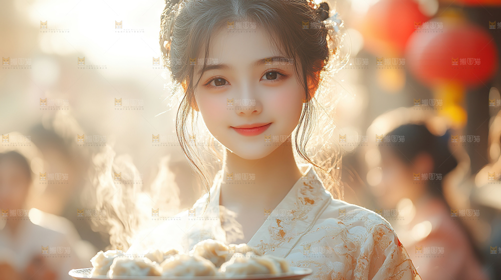 团圆喜庆美食中秋人物
