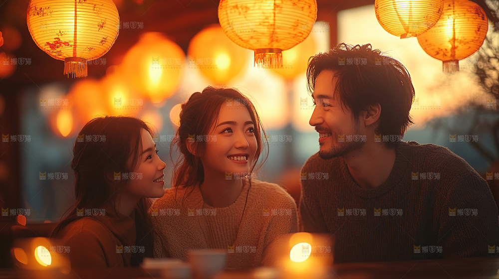 团圆喜庆美食中秋人物