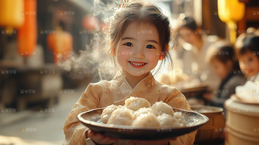 团圆喜庆美食中秋人物