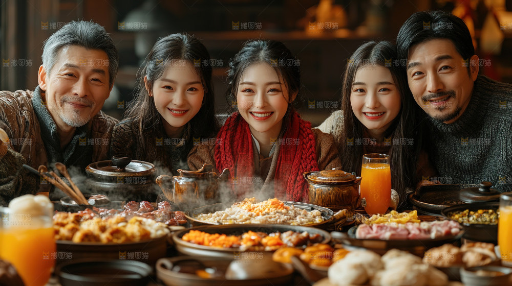 团圆喜庆美食中秋人物