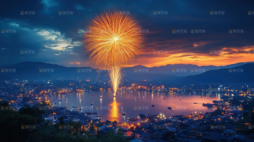 烟花 夜景 烟火 新年
