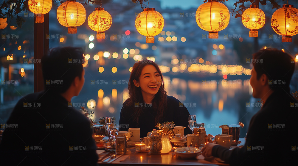 团圆喜庆美食中秋人物