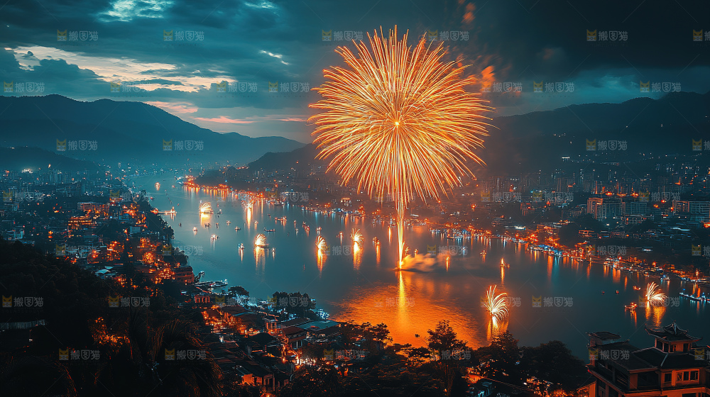 烟花 夜景 烟火 新年