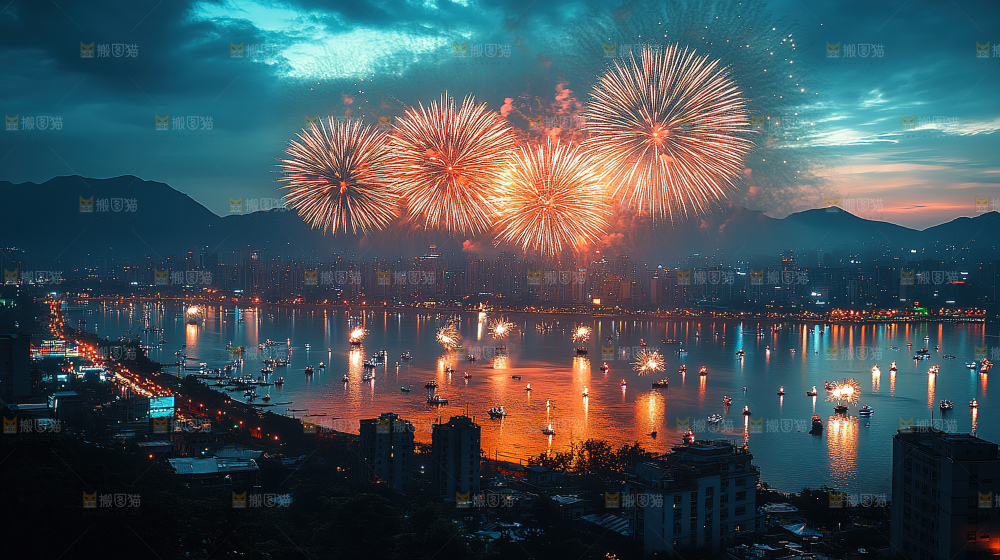 烟花 夜景 烟火 新年