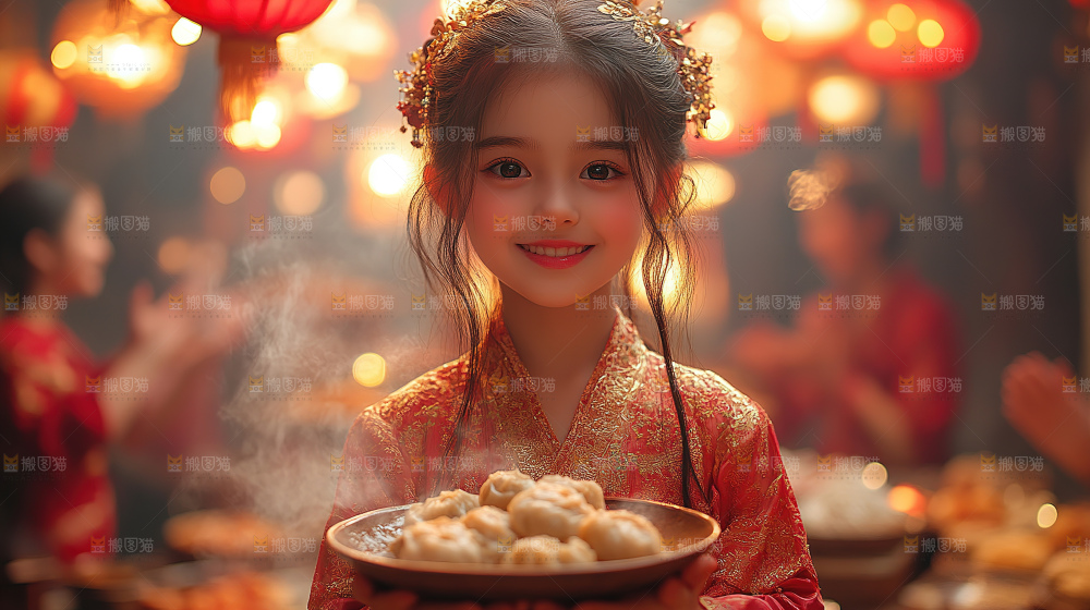 团圆喜庆美食中秋人物