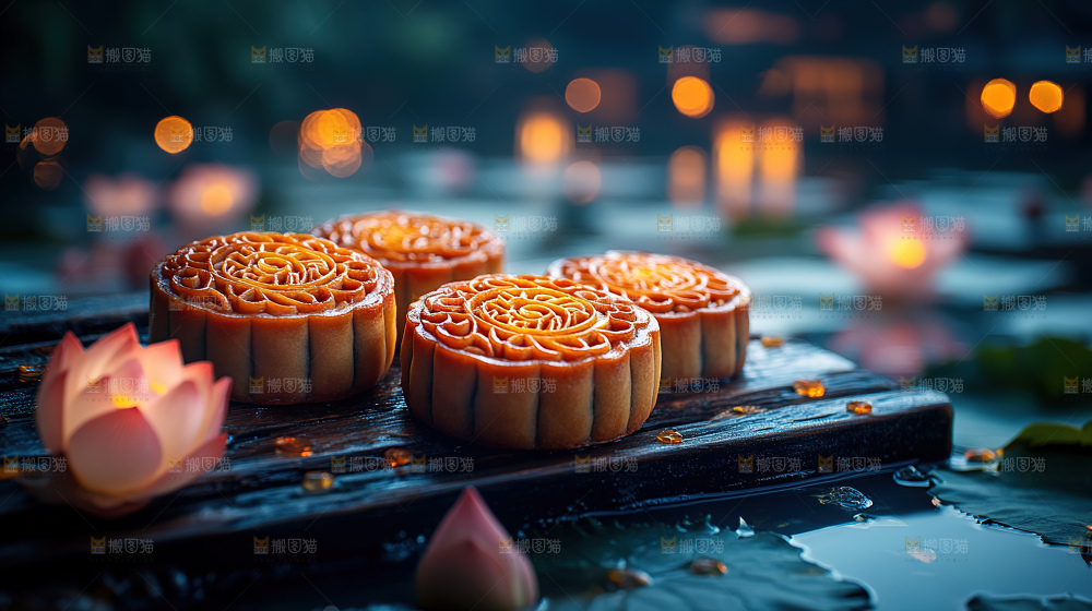 月饼糕点中秋赏月传统节日
