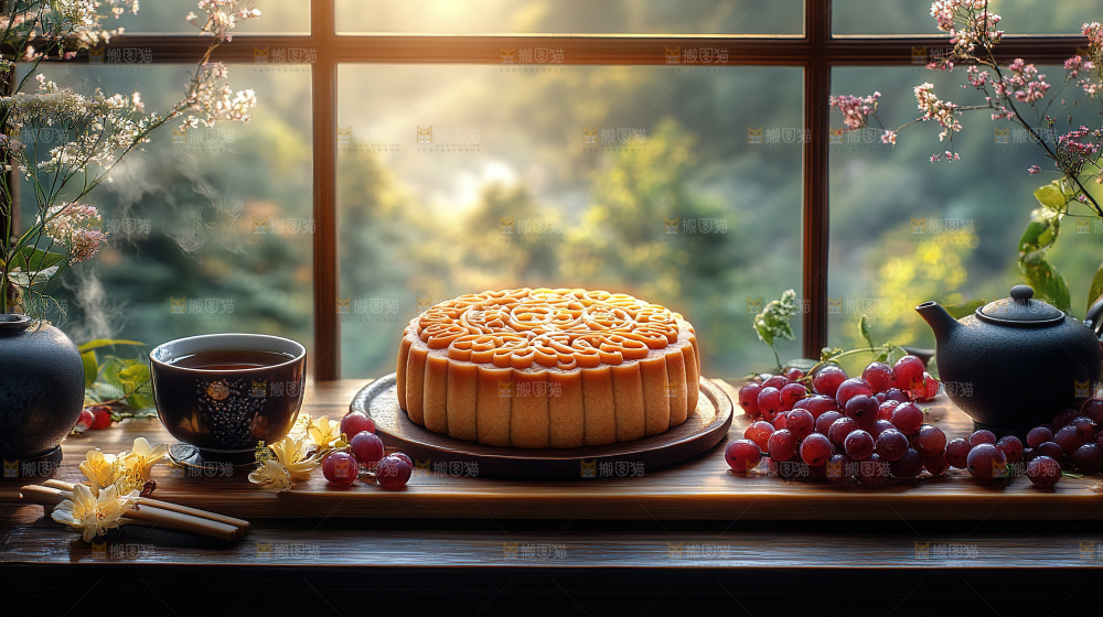 月饼糕点中秋赏月传统节日