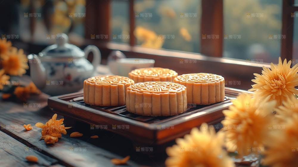 月饼糕点中秋赏月传统节日
