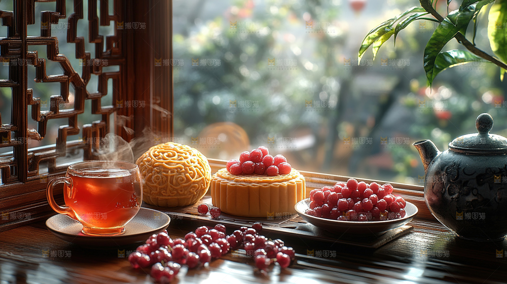 月饼糕点中秋赏月传统节日