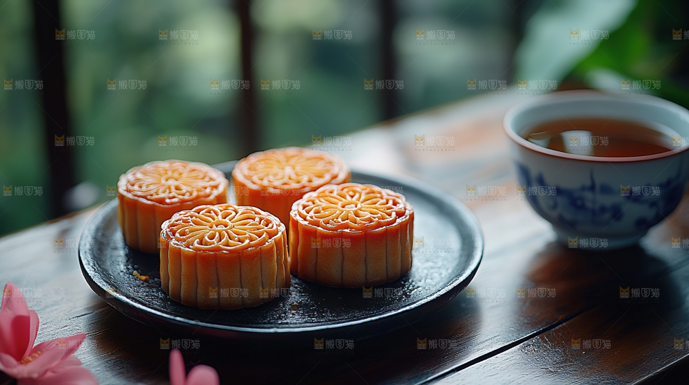 月饼糕点中秋赏月传统节日