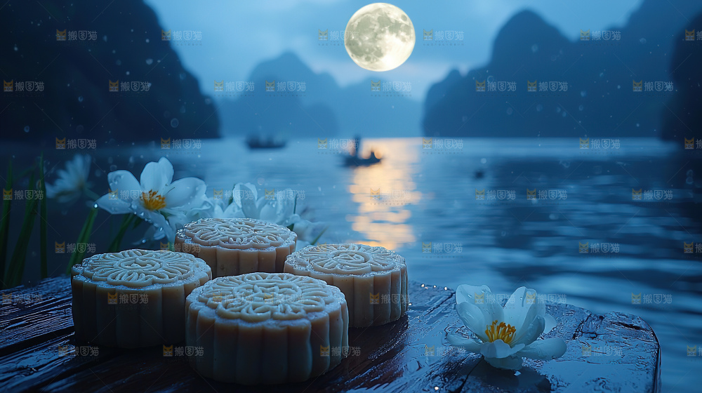 月饼糕点中秋赏月传统节日
