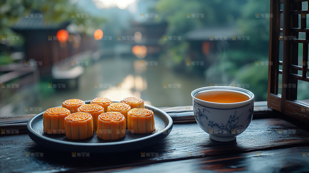 月饼糕点中秋赏月传统节日