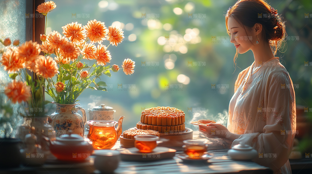 月饼糕点中秋赏月传统节日