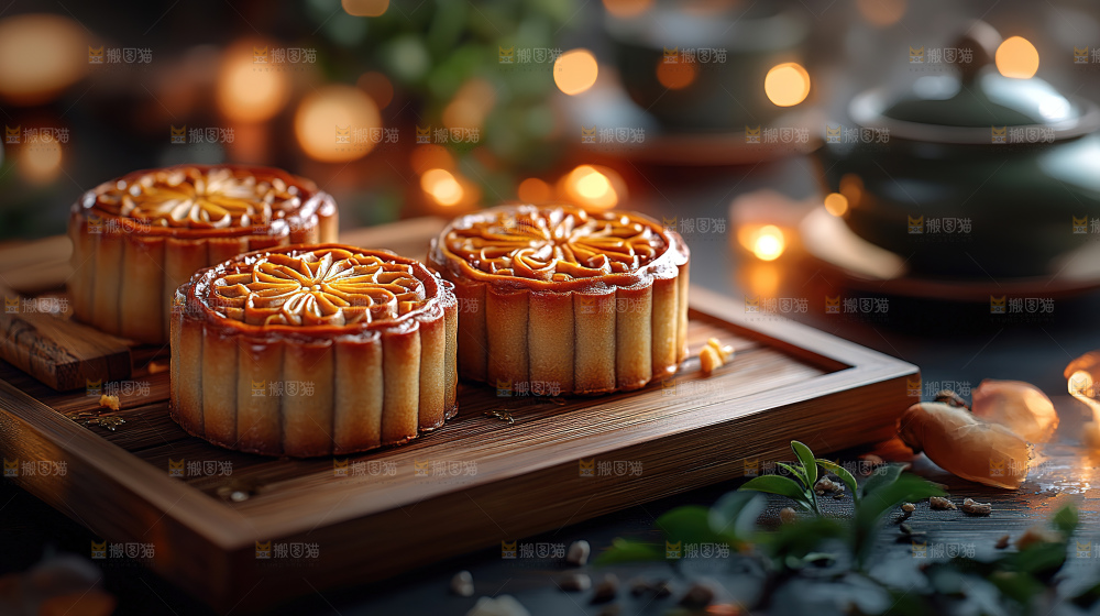 月饼糕点中秋赏月传统节日