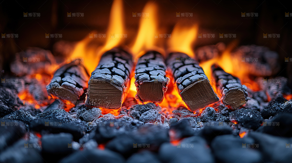 炭火篝火新年温暖团圆燃烧